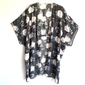 Maurices Floral Print Open Front Semi-sheer Kimono L/XL